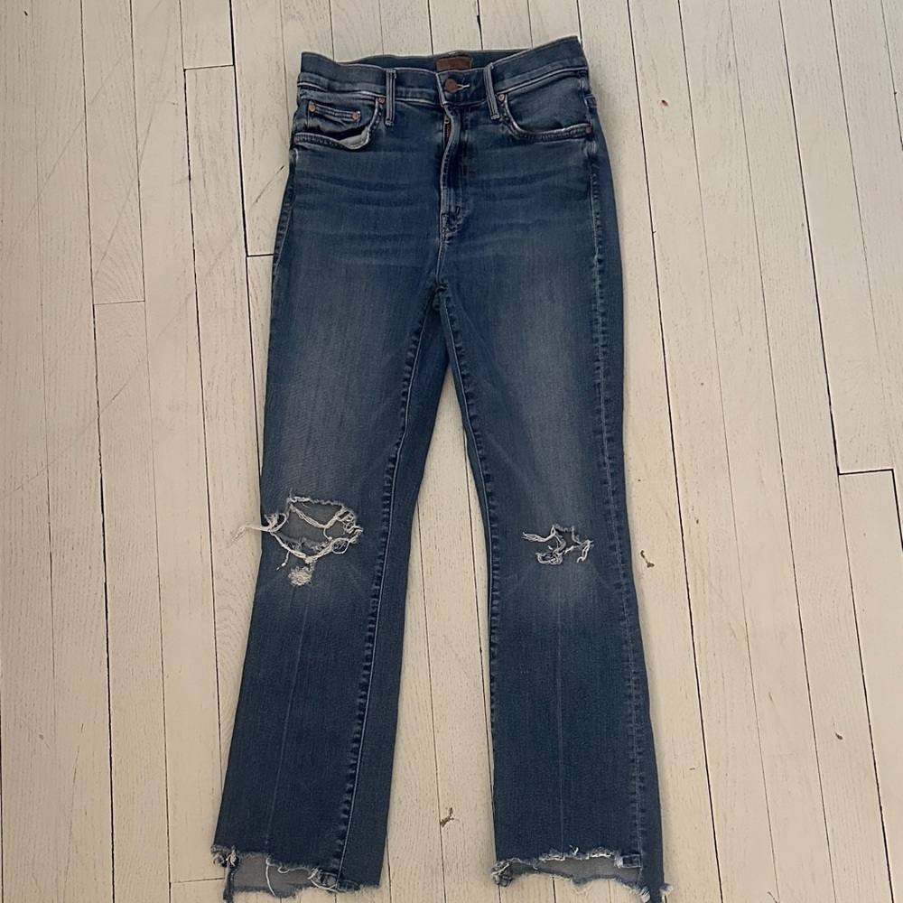 MOTHER Distressed Blue Jeans